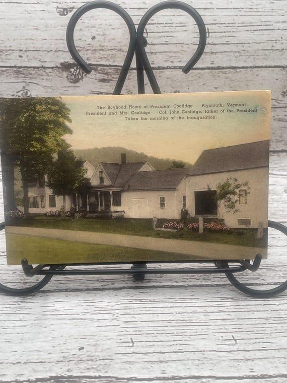 HC61G, Vintage Hand Colored Postcard, the <b>Coolidge</b> Homestead ...